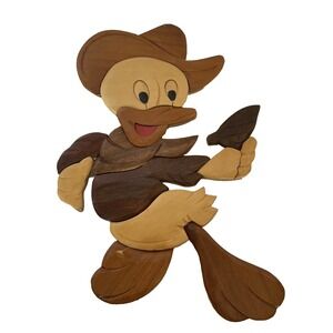 Vtg Donald Duck‎ Intarsia Wood Carving Disney Wall Art